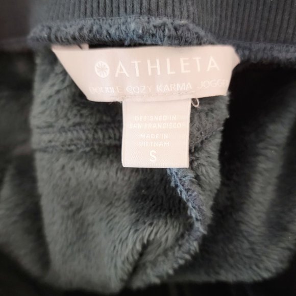 Athleta Size Small Double Cozy Karma Velour Recovery Joggers Plush Fleece Green - Picture 8 of 13